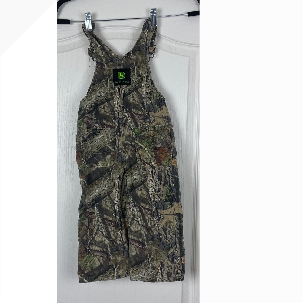 John Deere Toddler Boys Mossy Oak Camo Bib Overalls 3T Cotton Hunting Style - Picture 4 of 4